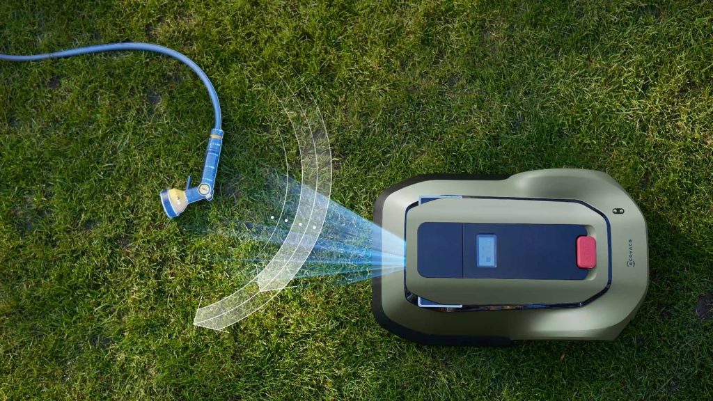 Picture of the Ecovacs Goat GX-600 robotic lawnmower showing the obstacle avoidance